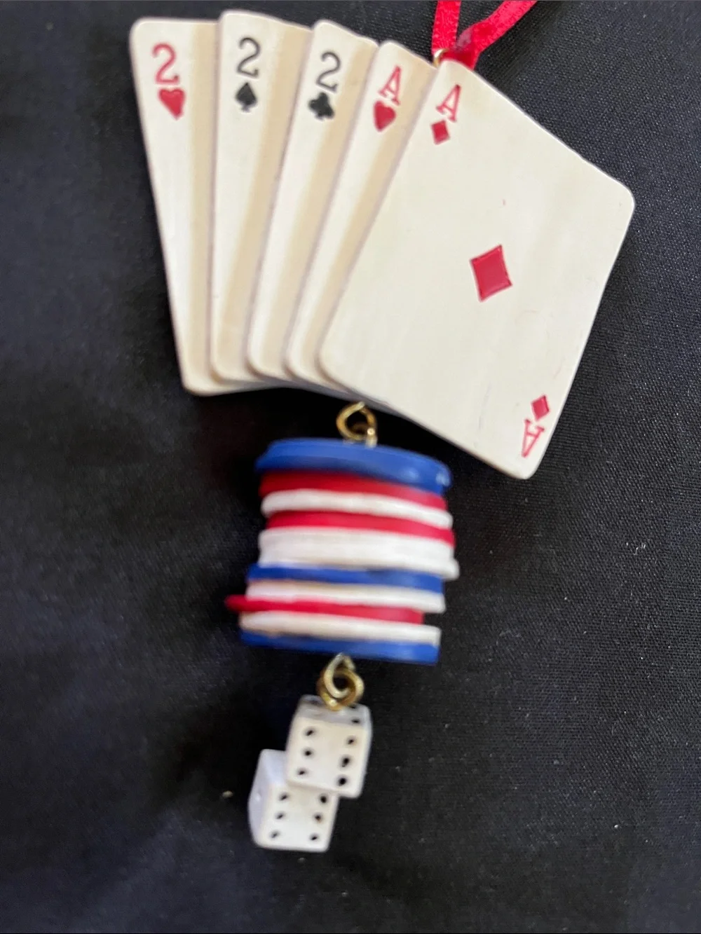 Casino Theme Christmas Ornaments Playing Cards Poker Chips Dice Gambler